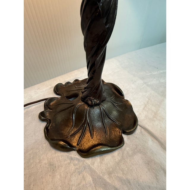 Metal Dragonfly Stain Glass Shade Table Lamp For Sale - Image 7 of 12