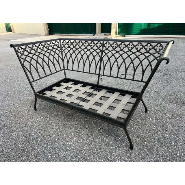 Charming Wrought Iron Patio Settee and Chair Style 2 Pieces For Sale - Image 12 of 18