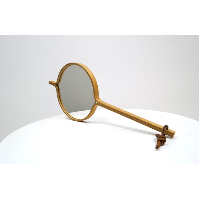 Brown Handheld White Oak Mirror by Jørgen Gammelgaard For Sale - Image 8 of 12
