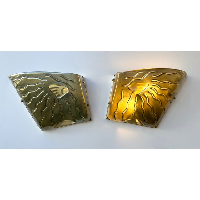 Contemporary Pair of Green Eyes Murano Glass and Brass Sconces, Italy For Sale - Image 9 of 12