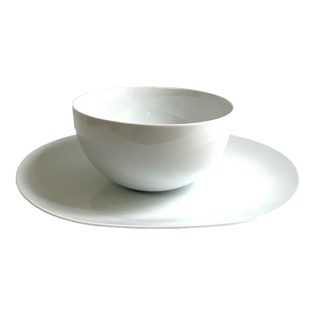 1990s Studio Nova White Serving Platter & Bowl For Sale