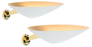 Brass & White 131 Sconces by Giuseppe Ostuni for Oluce, 1950s, Set of 2