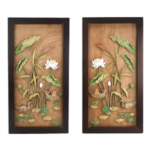 Pair of Rosewood Frames With Bogu Pattern Wall Screens