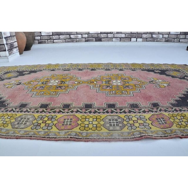 1960s Handmade wool and cotton rug in Turkish Anatolian Small Rug, Vintage Doormat Rug, Turkish Decorative Rug, Handmade...