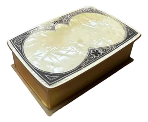 1930s Art Deco Butterscotch Bakelite Hinged Box With Marbled Lid