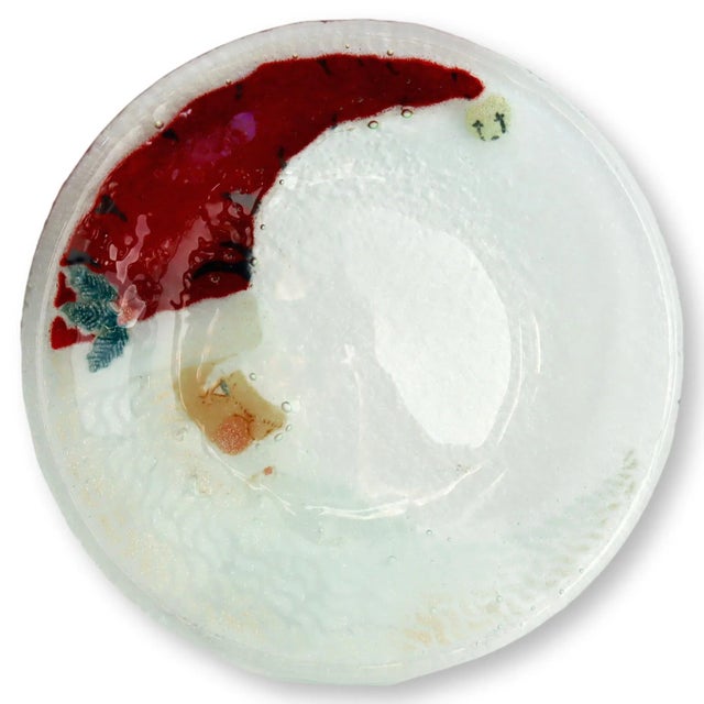 Traditional Fused Glass Santa Plate For Sale - Image 3 of 3