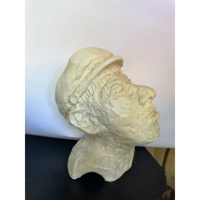 Handmade Bust of a Man in a Hat, Signed For Sale - Image 4 of 4