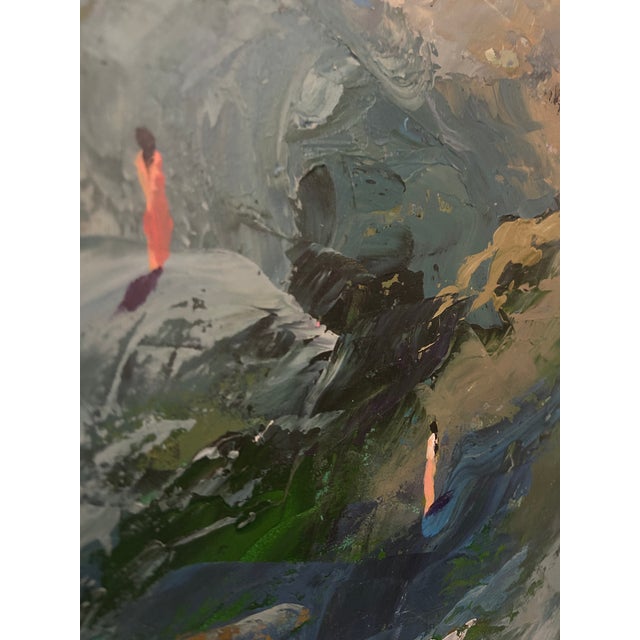 1960s 1960s Large Original Mid-Century Style Figurative Abstract Oil Painting by Jajan Morazo - Signed For Sale - Image 5 of 11