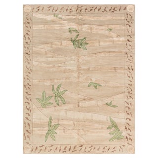 Modern Tibetan ‘Bamboo’ Botanical Silk & Wool Rug by Doris Leslie Blau For Sale