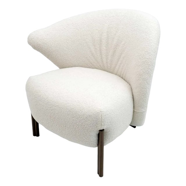 Postmodern Italian Bouclè Lounge Chair, 1980s For Sale