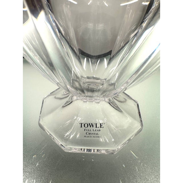 Late 20th Century Vintage Towle Austrian Full Lead Crystal Footed Centerpiece Bowl For Sale - Image 5 of 5