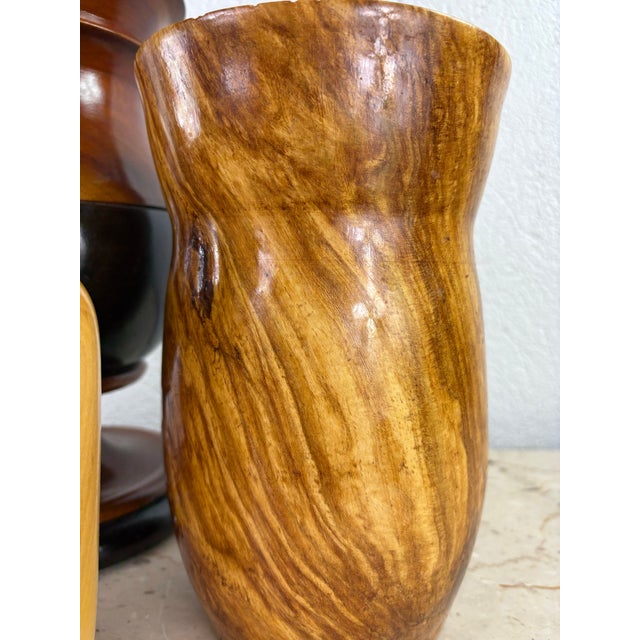 Wood Vintage Complementary Grouping of Hand Turned Wooden Vessels For Sale - Image 7 of 9