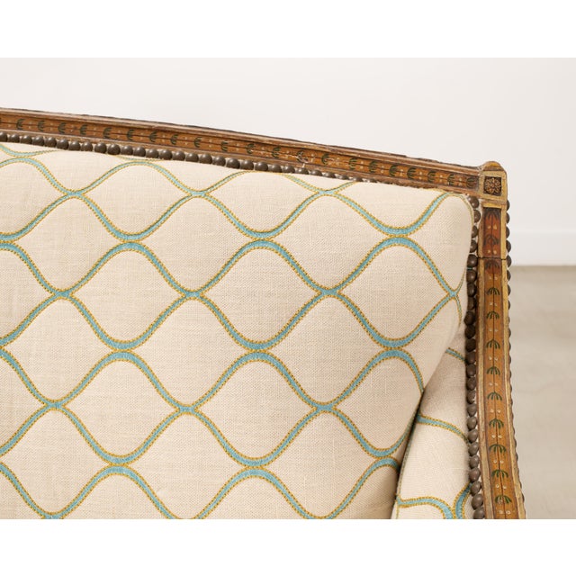 19th C. English Georgian Neoclassical Painted Cabriole Sofa For Sale - Image 9 of 18