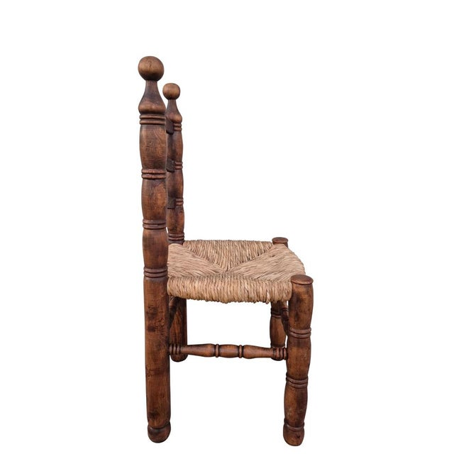 Rustic Italian Wooden Chairs with Woven Straw Seats, 1950s, Set of 6 For Sale - Image 11 of 13