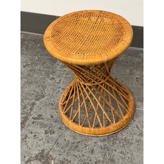 Rattan Hourglass Stool, Vintage For Sale - Image 9 of 12
