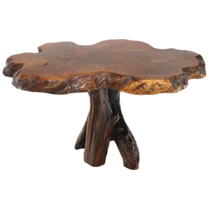 Burl Wood Natural Free Edge Slab Top Gueridon Center Table