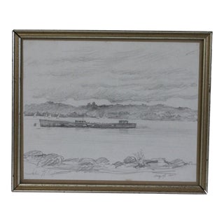 2007 “Tarrytown-On-Hudson” Graphite Drawing by John Elliot, Framed For Sale