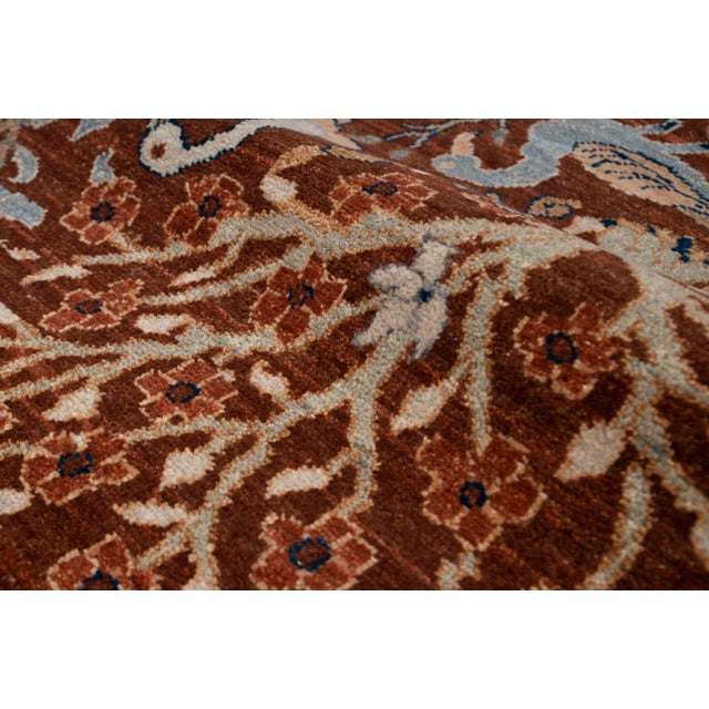 Textile 9x12 Ft. Red Peacock Garden Bird Design Handnotted Oushak Wool Rug For Sale - Image 7 of 18