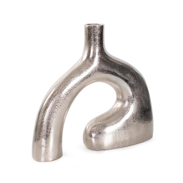 Kenneth Ludwig Chicago Shirin- Polished Silver Reverse Vase in Cast Aluminum- Tall For Sale - Image 4 of 11