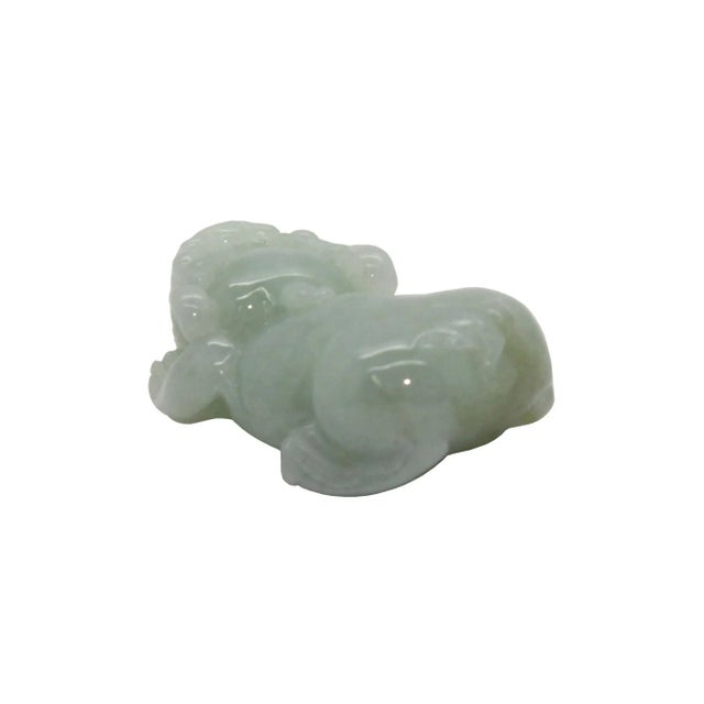 Figurative Chinese Hand Carved Natural Green Jade Feng Shui Lucky Pixiu Figure Pendant For Sale - Image 3 of 6