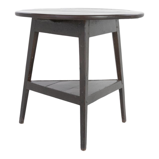 Mid 19th Century English Rustic Painted Cricket Table with Triangular Lower Shelf For Sale