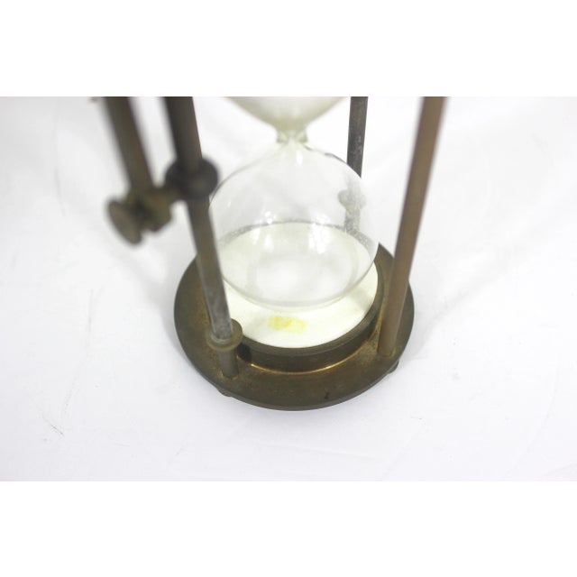 1950s Vintage Brass Hourglass or Egg Timer With Glass and Sand Ornamental Office or Kitchen Decor For Sale - Image 6 of 8