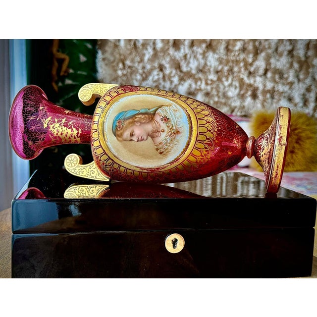 Bohemian Ruby Cranberry Glass Urn Vase from Moser, 1880 For Sale - Image 9 of 18