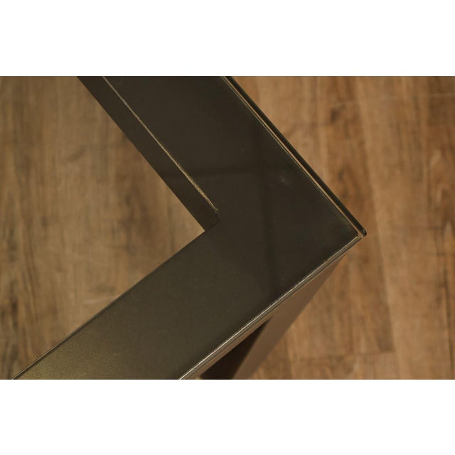Mitchell Gold + Bob Williams Modern Parsons Style Glass Top Dining Table For Sale - Image 10 of 18