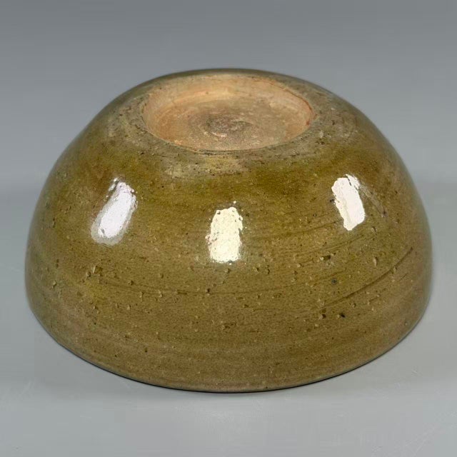 Olive‑Glazed Chinese Ceramic Small Decorative Bowl For Sale - Image 4 of 5
