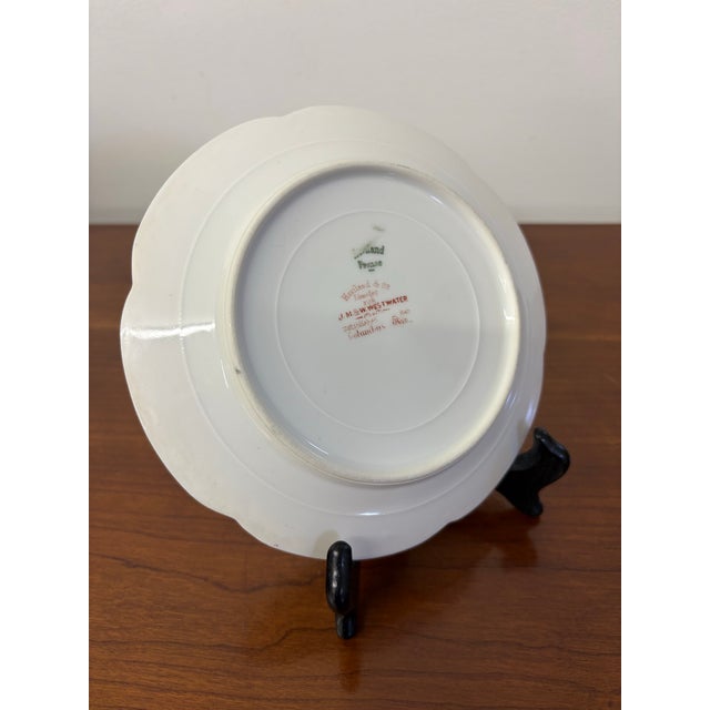 Early 20th Century Antique French Haviland Limoges 6 Plate Set With Brass Depose Leboullanger Freres Wall Hangers For Sale - Image 5 of 7