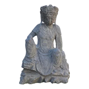 Chinese Stone Sitting Rest Leg Kwan Yin Tara Bodhisattva Statue