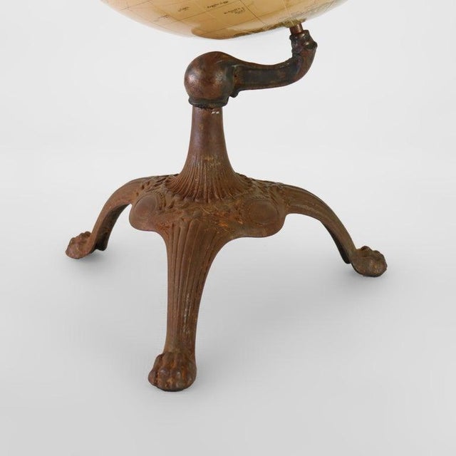 Antique Cram’s Imperial World Globe With Cast Iron Clawfoot Base 20thC Measures - 20 1/2" x 11" x 11"