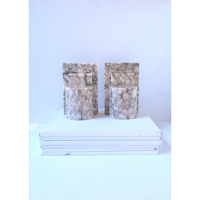 Stone Italian Art Deco Modern Alabaster Marble Bookends, Pair For Sale - Image 7 of 11