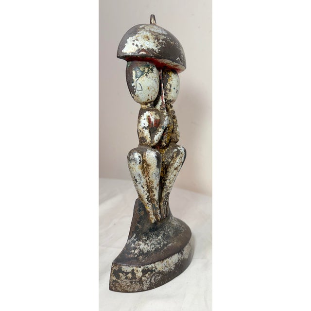 Metal Antique 1920s Original Hubley Cast Iron Bathing Beauties Anne Fish Doorstop #250 For Sale - Image 7 of 14