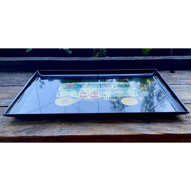 Vintage Couroc of Monterey "America" Circus Wagon Tray | Barnum & Bailey Commemorative Design | Mid-Century California For Sale - Image 9 of 12