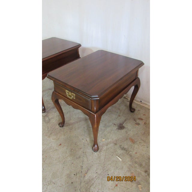 1980s Harden Pair End Tables Queen Anne Designer Cherry Chairish