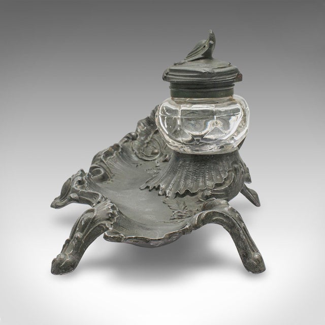 Early 20th Century 1900's Antique Art Nouveau Ink Well For Sale - Image 5 of 12