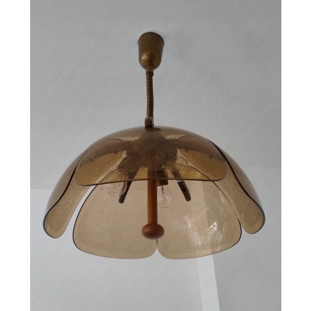 Mid-Century Modern Pendant Light in Wood and Glass by Hustadt Leuchten, Germany, 1970s For Sale - Image 13 of 18
