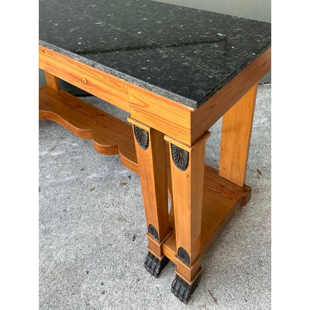 Vintage William Switzer Carved Wood Console With Stone Top For Sale - Image 11 of 12