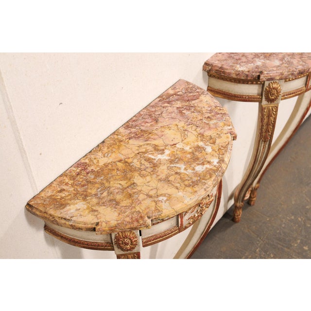 Mid 20th Century Petite Demi-Lune French Wall-Mount Consoles - A Pair For Sale In Atlanta - Image 6 of 11