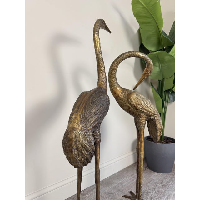 Large Vintage Bronze Crane Statues, 1920s-1940s, Set of 2 For Sale - Image 3 of 16