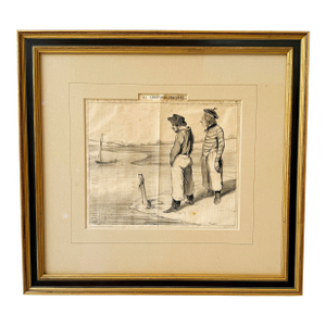 Antique 1843 French Nautical Satire by Honoré Daumier – From the Series Les Canotiers Parisiens - Framed