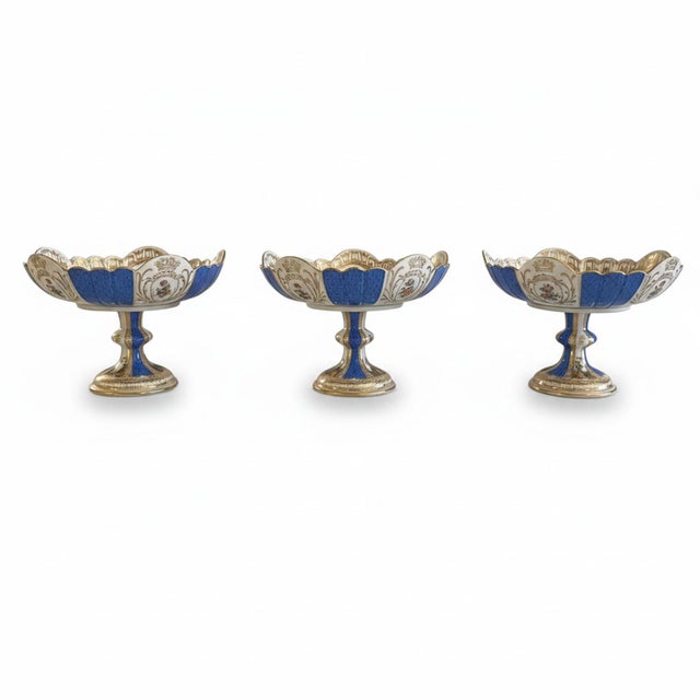 Blue Fruit Bowls in Polychrome Porcelain and Gold from Meissen, 1850s, Set of 3 For Sale - Image 8 of 8