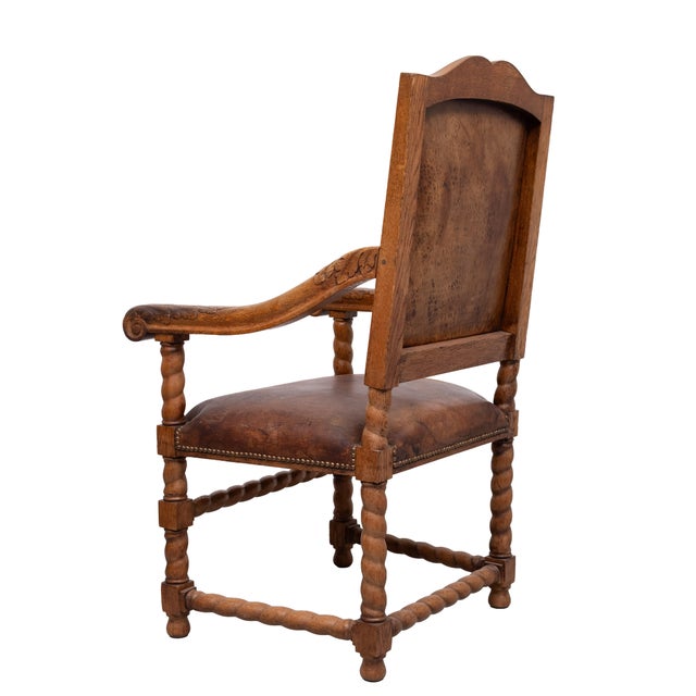 Late 19th Century Antique Dutch Baroque Armchair in Oak, 1880 For Sale - Image 5 of 16