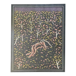1970s Nude in the Woods Large, Original Drawing by Robert Gordy, Framed