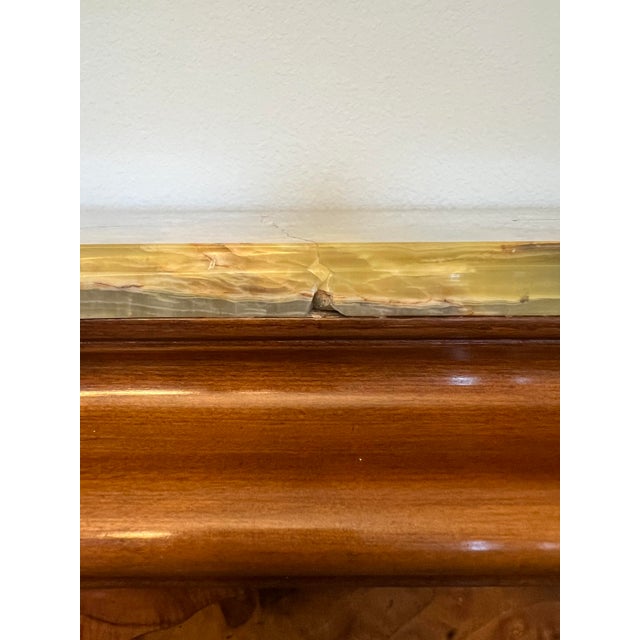 Mid 20th Century Italian-Made French Art Deco Walnut Burl & Mahogany Sideboard With Green Onyx Top For Sale - Image 10 of 12