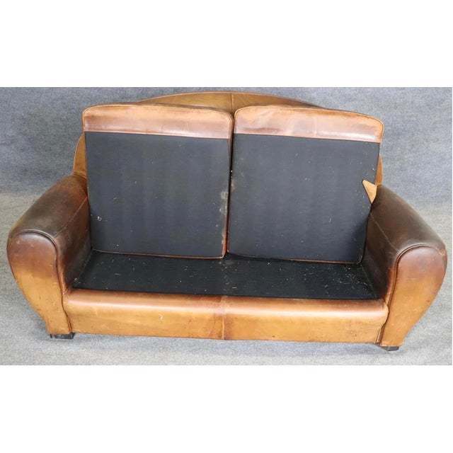 Late 20th Century Deco Style Leather Loveseat For Sale In New York - Image 6 of 7