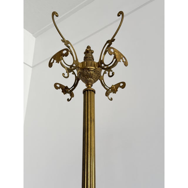 Vintage Italian Brass Coat Rack with Onyx Marble Centrepiece, 1960s For Sale - Image 12 of 18