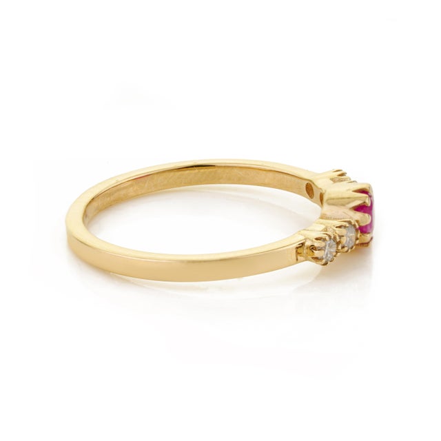 Ruby Red Ruby and Diamond Five-Stone Engagement Band Size 6 in 14k Solid Gold For Sale - Image 8 of 16