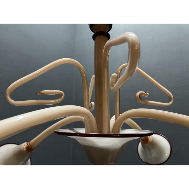 Art Deco Pink Murano Glass Chandelier, 1950s For Sale - Image 6 of 14